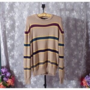 Eddie Bauer Vintage 80s Sweater 1980s Cotton Striped Pullover Size Large